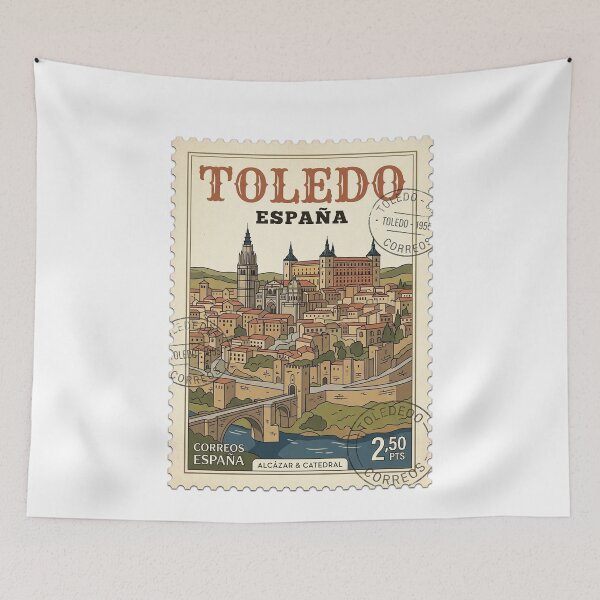 Item preview, Vintage Toledo Spain Alcázar Cathedral Travel Stamp designed and sold by k3rstman1.