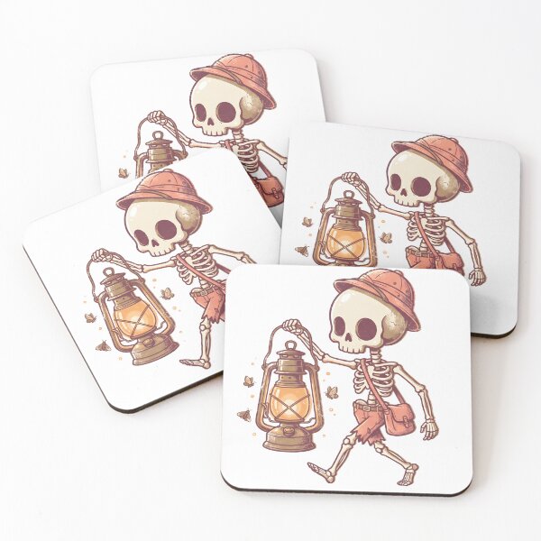 Item preview, Skeleton in Safari Hat and Satchel Walking with Vintage Lantern and Butterflies designed and sold by MisteryDesigner.