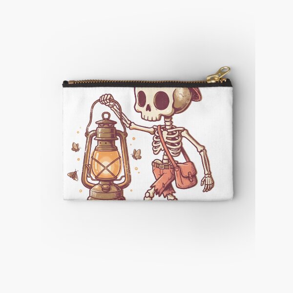 Item preview, Skeleton in Safari Hat and Satchel Walking with Vintage Lantern and Butterflies designed and sold by MisteryDesigner.