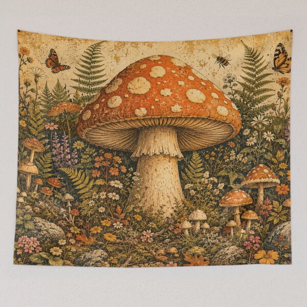 Aperçu de l'œuvre Vintage Woodland Mushroom créée et vendue par Gold&pixels.