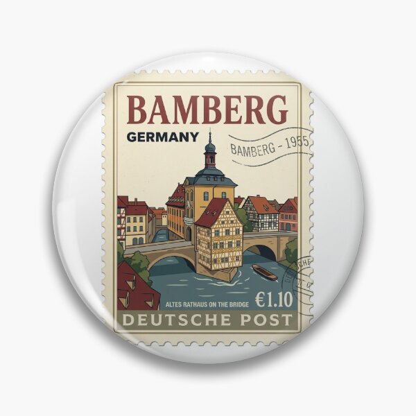 Item preview, Vintage Bamberg Altes Rathaus Germany Travel Stamp designed and sold by k3rstman1.