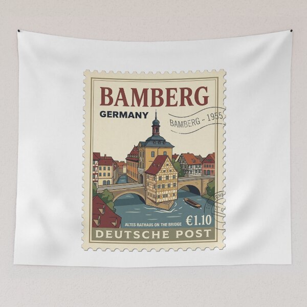 Item preview, Vintage Bamberg Altes Rathaus Germany Travel Stamp designed and sold by k3rstman1.