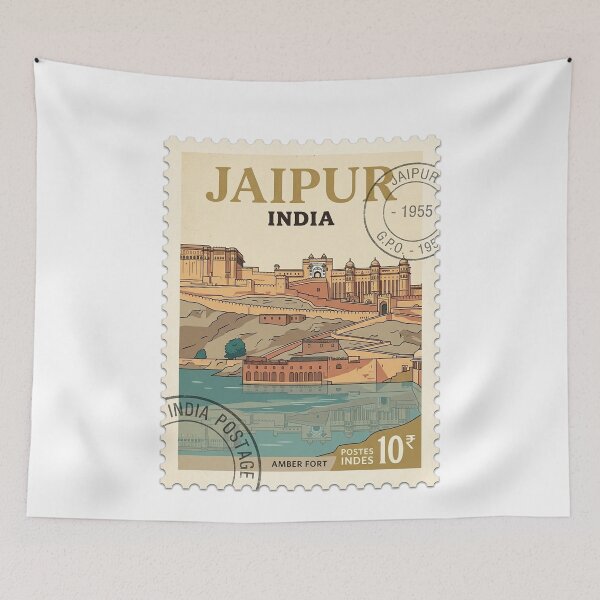 Item preview, Vintage Amber Fort Jaipur India Travel Stamp designed and sold by k3rstman1.