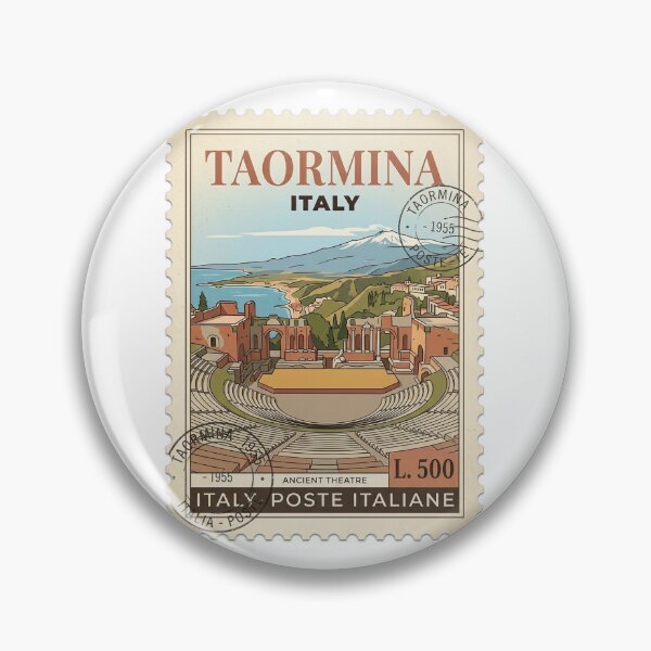 Item preview, Taormina Sicily Ancient Theatre Vintage Travel Stamp designed and sold by k3rstman1.