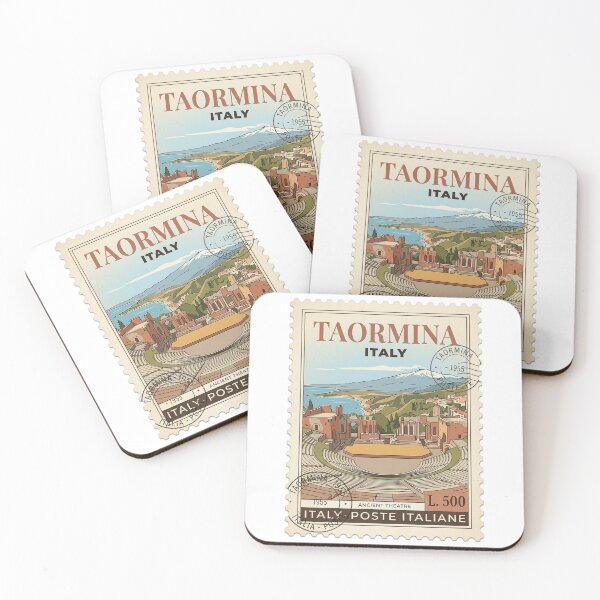 Item preview, Taormina Sicily Ancient Theatre Vintage Travel Stamp designed and sold by k3rstman1.