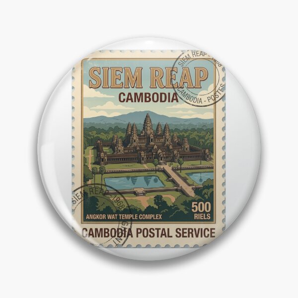 Item preview, Vintage Angkor Wat Cambodia Travel Stamp Art designed and sold by k3rstman1.