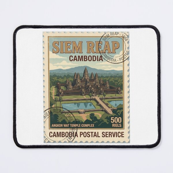 Item preview, Vintage Angkor Wat Cambodia Travel Stamp Art designed and sold by k3rstman1.