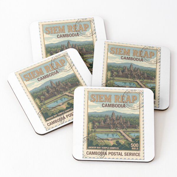 Item preview, Vintage Angkor Wat Cambodia Travel Stamp Art designed and sold by k3rstman1.