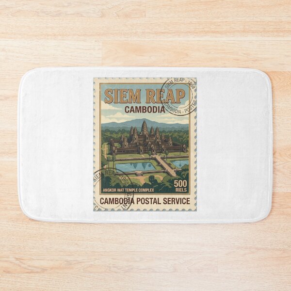 Item preview, Vintage Angkor Wat Cambodia Travel Stamp Art designed and sold by k3rstman1.