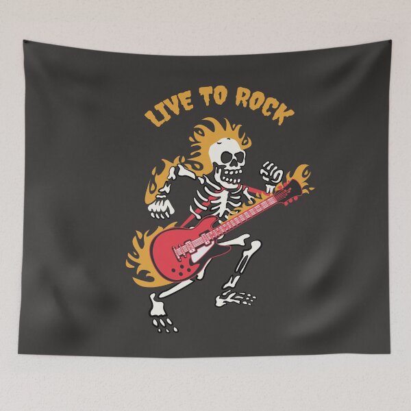 Item preview, Rock and Roll Skull Playing Guitar Illustration designed and sold by beboplab.