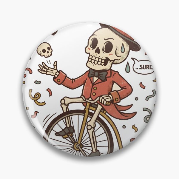 Item preview, Skeleton in Red Suit and Top Hat Juggling Skulls While Riding Penny Farthing Bicycle designed and sold by MisteryDesigner.