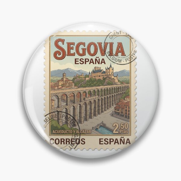 Item preview, Vintage Segovia Spain Aqueduct Alcazar Travel Stamp designed and sold by k3rstman1.