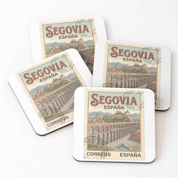 Item preview, Vintage Segovia Spain Aqueduct Alcazar Travel Stamp designed and sold by k3rstman1.