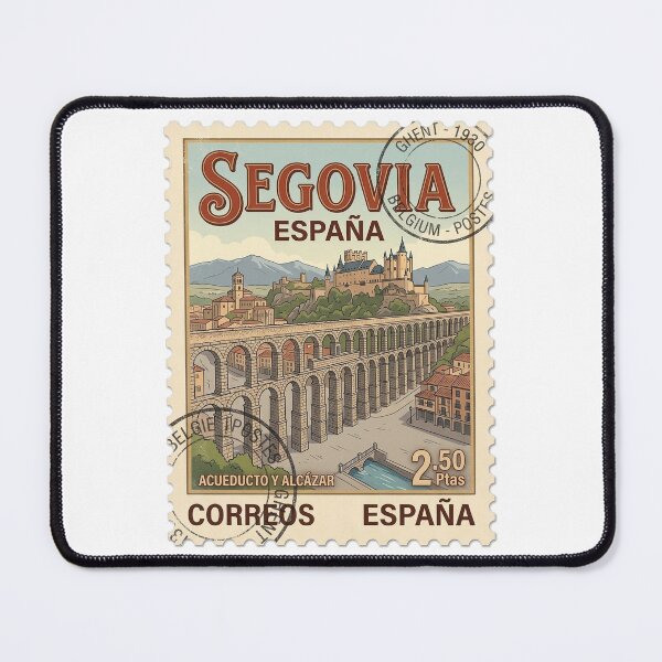 Item preview, Vintage Segovia Spain Aqueduct Alcazar Travel Stamp designed and sold by k3rstman1.