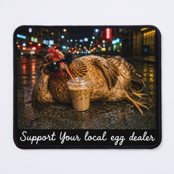 Item preview, Chicken Drinking Iced Coffee Support Your Local Egg Dealer designed and sold by VGAfanatic.