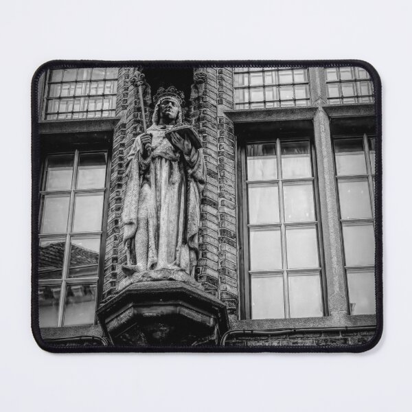 Item preview, Bruges, Belgium - Statue of St. Lodewijk on Dweersstraat in Black and White designed and sold by jrtwynam.