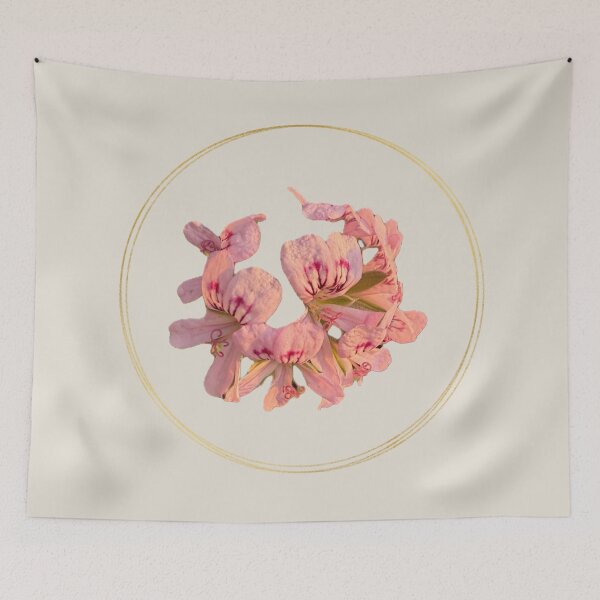 Item preview, Elegant Pink Geranium Flower with Gold Botanical Frame designed and sold by BalkanBloom.