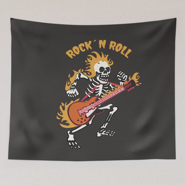 Item preview, Metalhead Skull Playing Guitar Illustration designed and sold by beboplab.