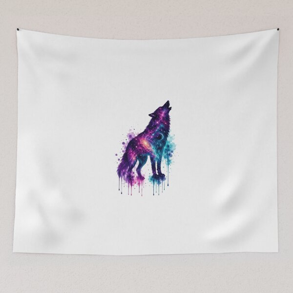 Item preview, Cosmic Galaxy Wolf Watercolor Howling Nebula Moon designed and sold by Velustro Shop.