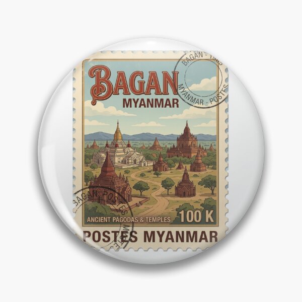 Item preview, Bagan Myanmar Ancient Pagodas Vintage Travel Stamp designed and sold by k3rstman1.