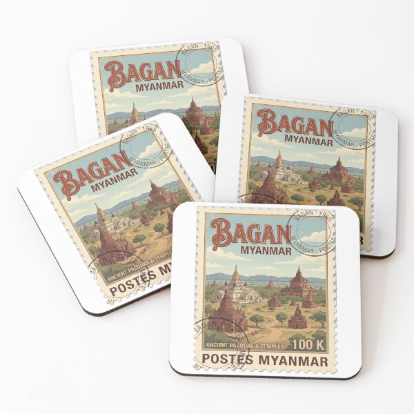 Item preview, Bagan Myanmar Ancient Pagodas Vintage Travel Stamp designed and sold by k3rstman1.