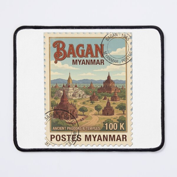 Item preview, Bagan Myanmar Ancient Pagodas Vintage Travel Stamp designed and sold by k3rstman1.