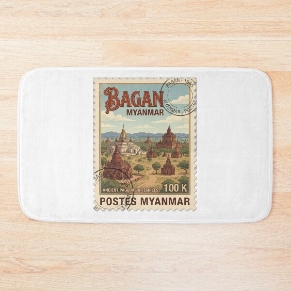 Item preview, Bagan Myanmar Ancient Pagodas Vintage Travel Stamp designed and sold by k3rstman1.