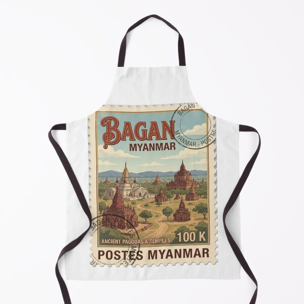 Item preview, Bagan Myanmar Ancient Pagodas Vintage Travel Stamp designed and sold by k3rstman1.