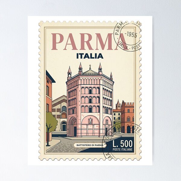 Item preview, Parma Italy Baptistery Vintage Travel Stamp designed and sold by k3rstman1.