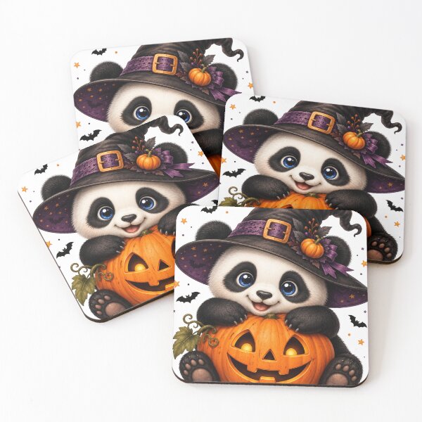 Item preview, Cute Panda in Witch Hat with Pumpkin designed and sold by LovePrintArt.