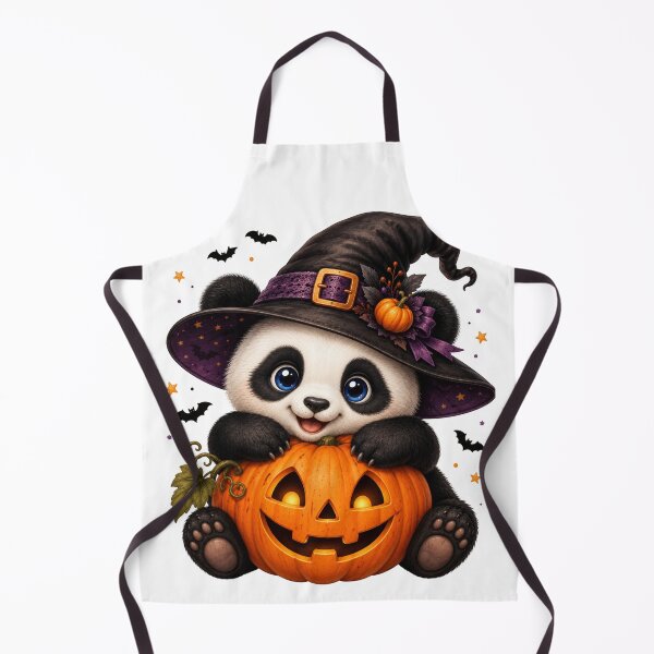 Item preview, Cute Panda in Witch Hat with Pumpkin designed and sold by LovePrintArt.