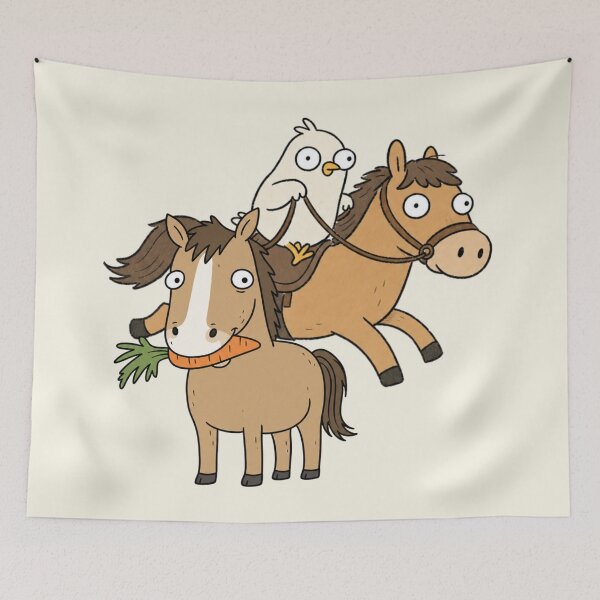 Item preview, Main Quest Bird Riding a Jumping Horse designed and sold by Rosie's Wildflower Boutique.