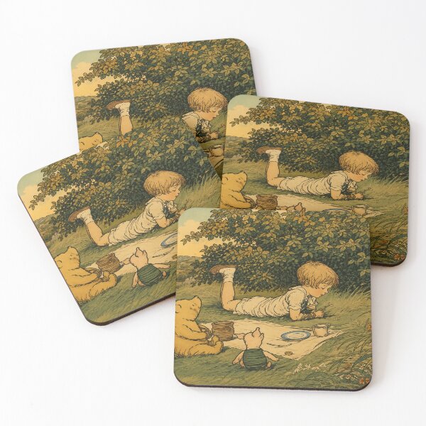 Item preview, Winnie the Pooh Art Nouveau Illustration – Woodland Picnic Wall Art for Storybook Lovers designed and sold by RickE.