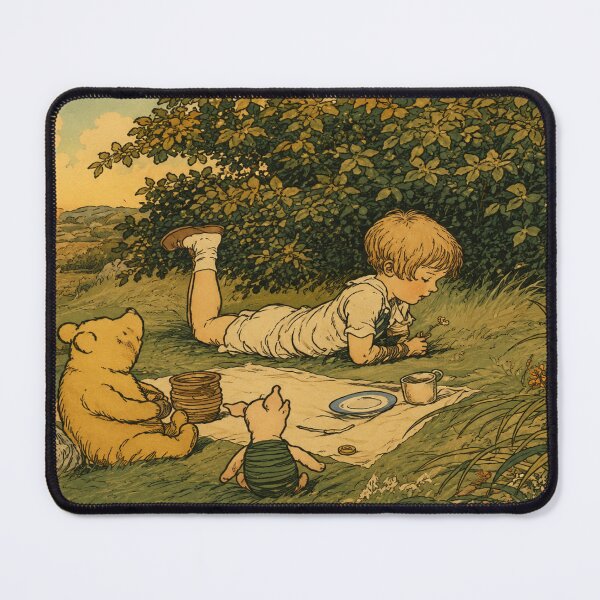 Item preview, Winnie the Pooh Art Nouveau Illustration – Woodland Picnic Wall Art for Storybook Lovers designed and sold by RickE.