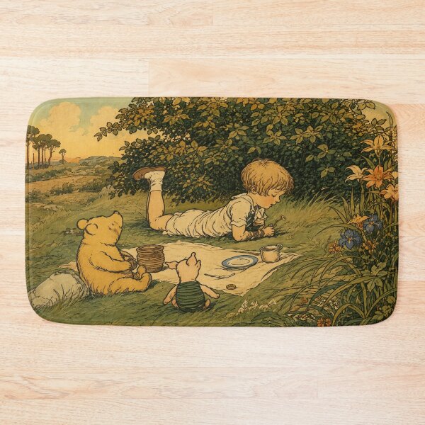 Item preview, Winnie the Pooh Art Nouveau Illustration – Woodland Picnic Wall Art for Storybook Lovers designed and sold by RickE.