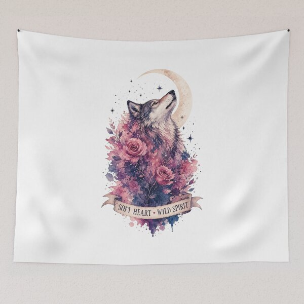 Item preview, Feminine Wolf Moon Botanical Wildlife Art designed and sold by AMICO77.