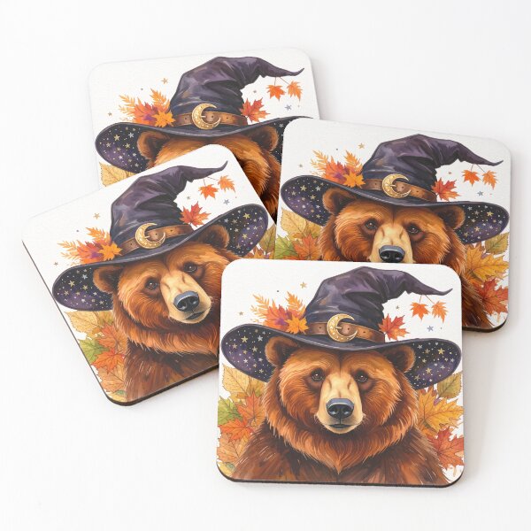 Item preview, Halloween Bear in Witch Hat Autumn Leaves Illustration designed and sold by Englandbear.