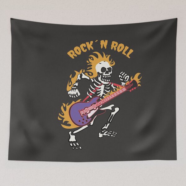 Item preview, Guitar Player Skull Rock And Roll Illustration designed and sold by beboplab.