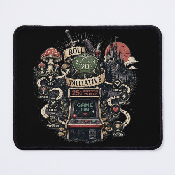 Item preview, Roll Initiative Retro Arcade Gaming Graphic  designed and sold by Shakhbata-1.