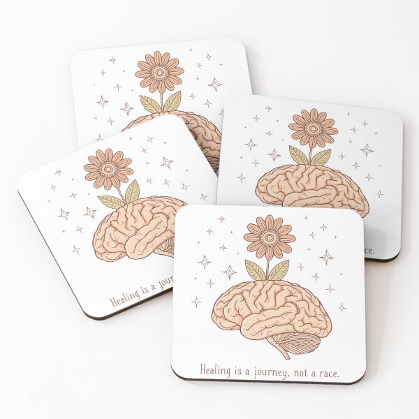 Item preview, Healing is a journey, not a race. Mental health brain flower aesthetic art designed and sold by Tee-Pulse.