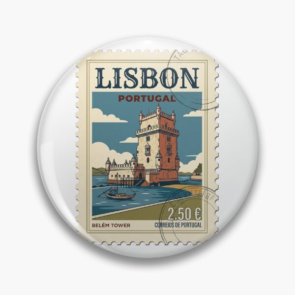 Item preview, Vintage Lisbon Portugal Belém Tower Travel Stamp designed and sold by k3rstman1.