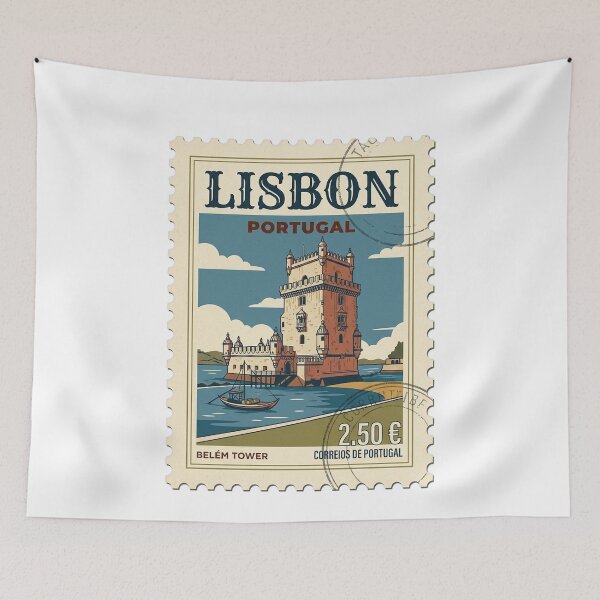Item preview, Vintage Lisbon Portugal Belém Tower Travel Stamp designed and sold by k3rstman1.
