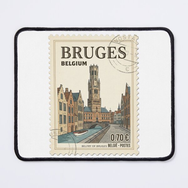 Item preview, Vintage Belfry of Bruges Belgium Travel Stamp designed and sold by k3rstman1.