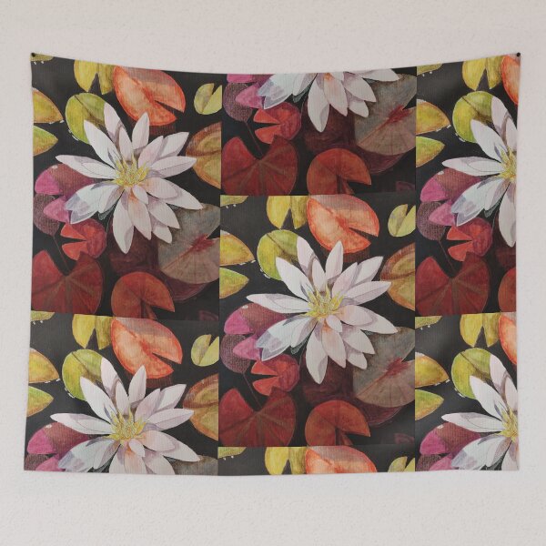 Item preview, Single pink waterlily watercolour painting  designed and sold by esvb.
