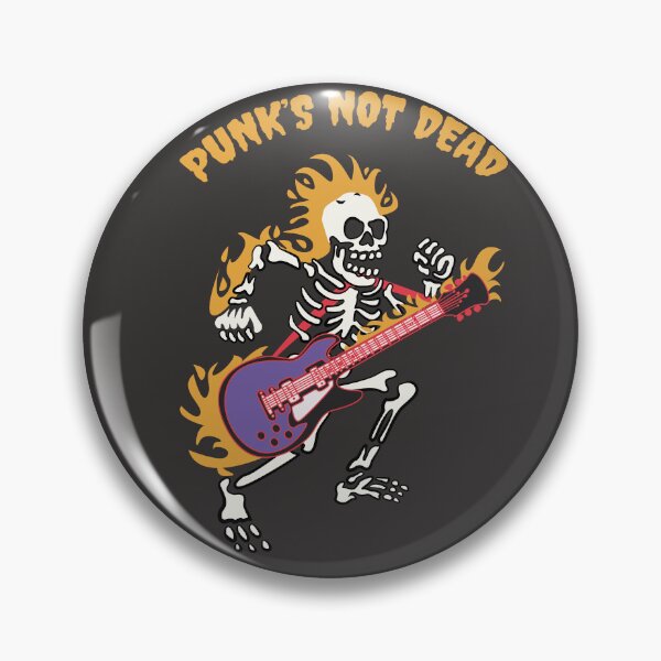 Aperçu de l'œuvre Le pop punk n'est pas mort. Illustration de guitare en forme de crâne. créée et vendue par beboplab.