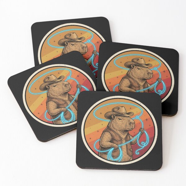 Item preview, Retro Space Cowboy Capybara Vintage Badge designed and sold by DuckOddity.