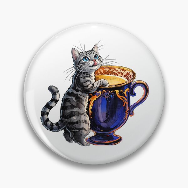 Item preview, tabby cat with milk cup designed and sold by Kirei-Lily.