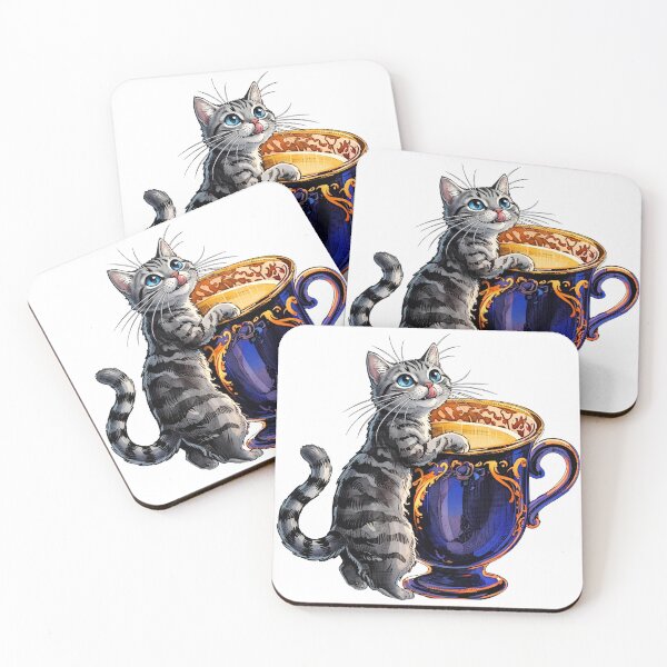 Item preview, tabby cat with milk cup designed and sold by Kirei-Lily.
