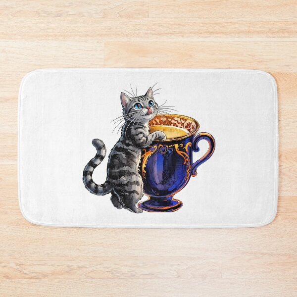 Item preview, tabby cat with milk cup designed and sold by Kirei-Lily.