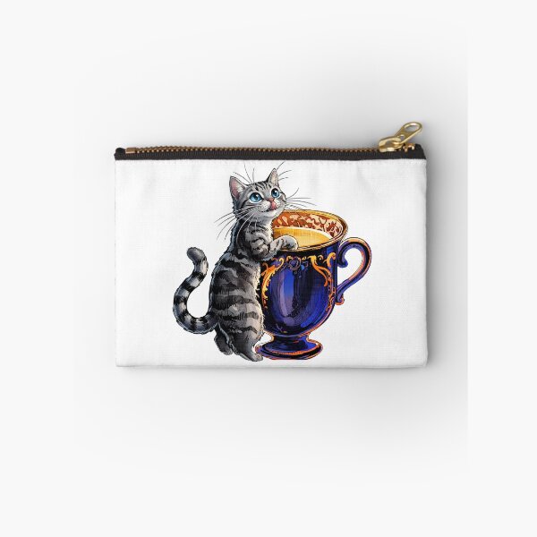Item preview, tabby cat with milk cup designed and sold by Kirei-Lily.